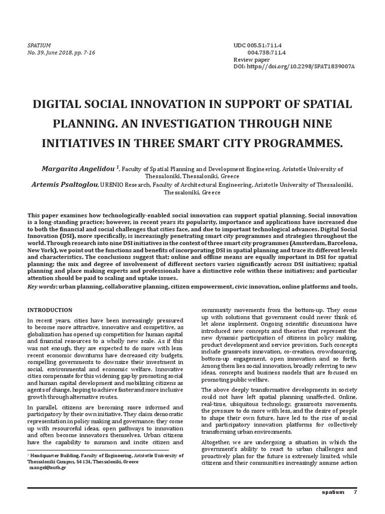 Digital Social Innovation in Urban Planning | PDF | Innovation ...