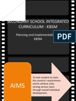 Secondary School Integrated Curriculum: KBSM: Planning and Implementation of KBSM