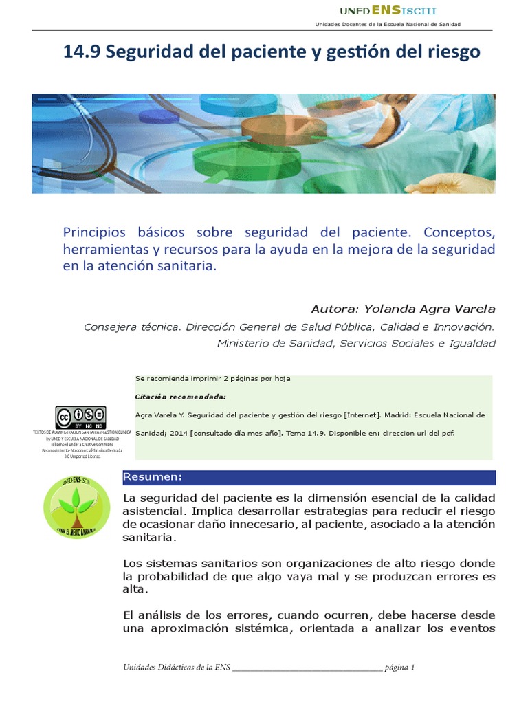 n14.9 Seguridad Del Paciente y Gestion de Riesgos | PDF | Seguridad del ...