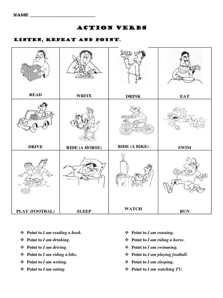 Action Verbs Activities for Kids | PDF | Language Arts & Discipline ...