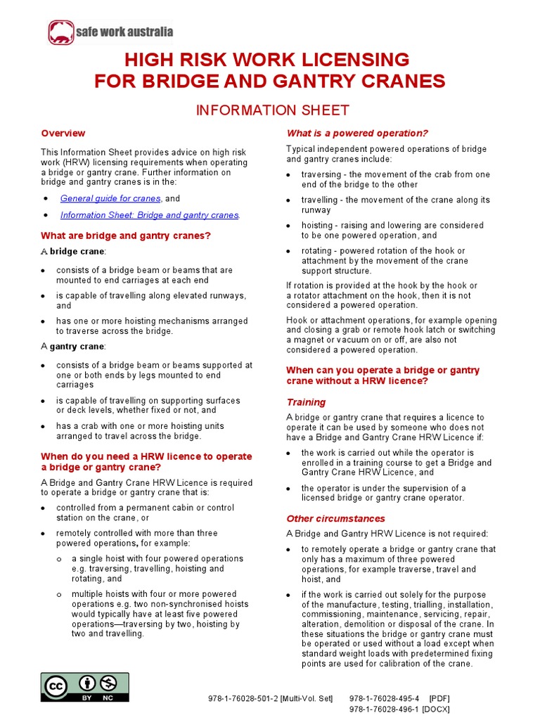 Bridge and Gantry Crane HRWL Information Sheet PDF Crane (Machine