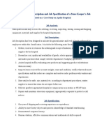 Job Analysis, Job Description and Job Specification of A Store Keeper's Job