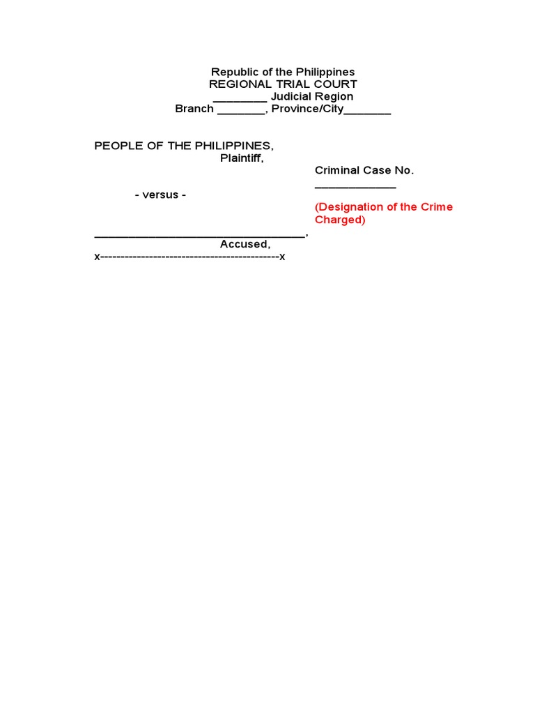 Criminal Case Filing Template | PDF