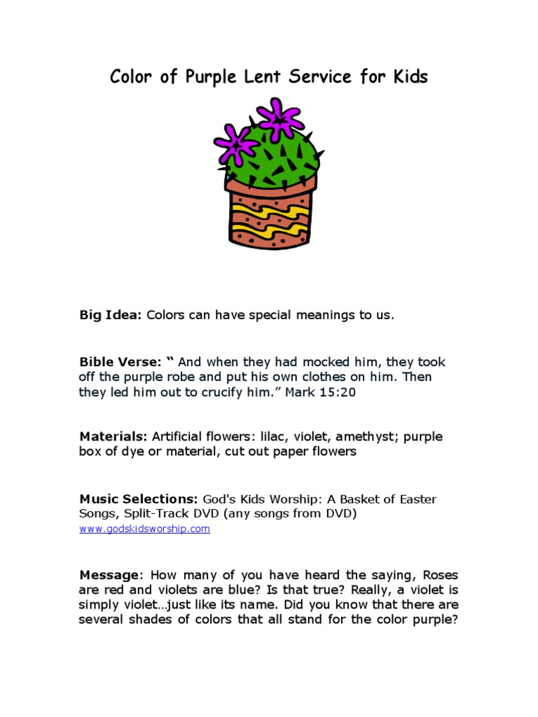 Color of Purple Lent Service Jesus