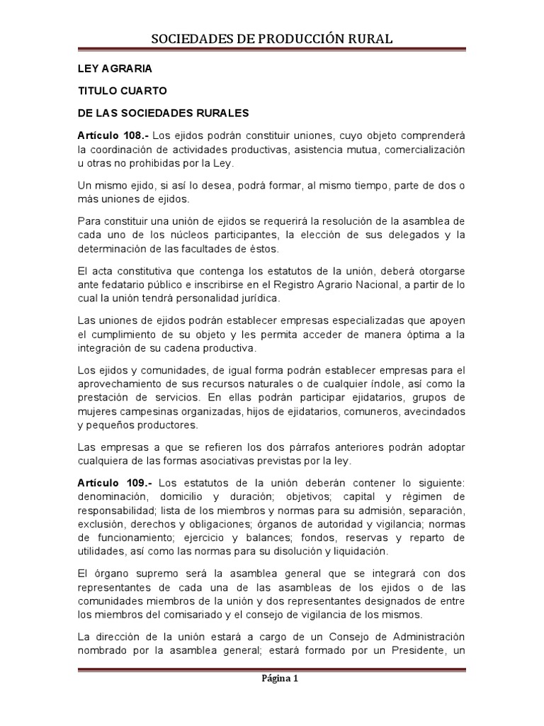 Derechos y Estructura de Sociedades Rurales | PDF | Gobierno | Economias