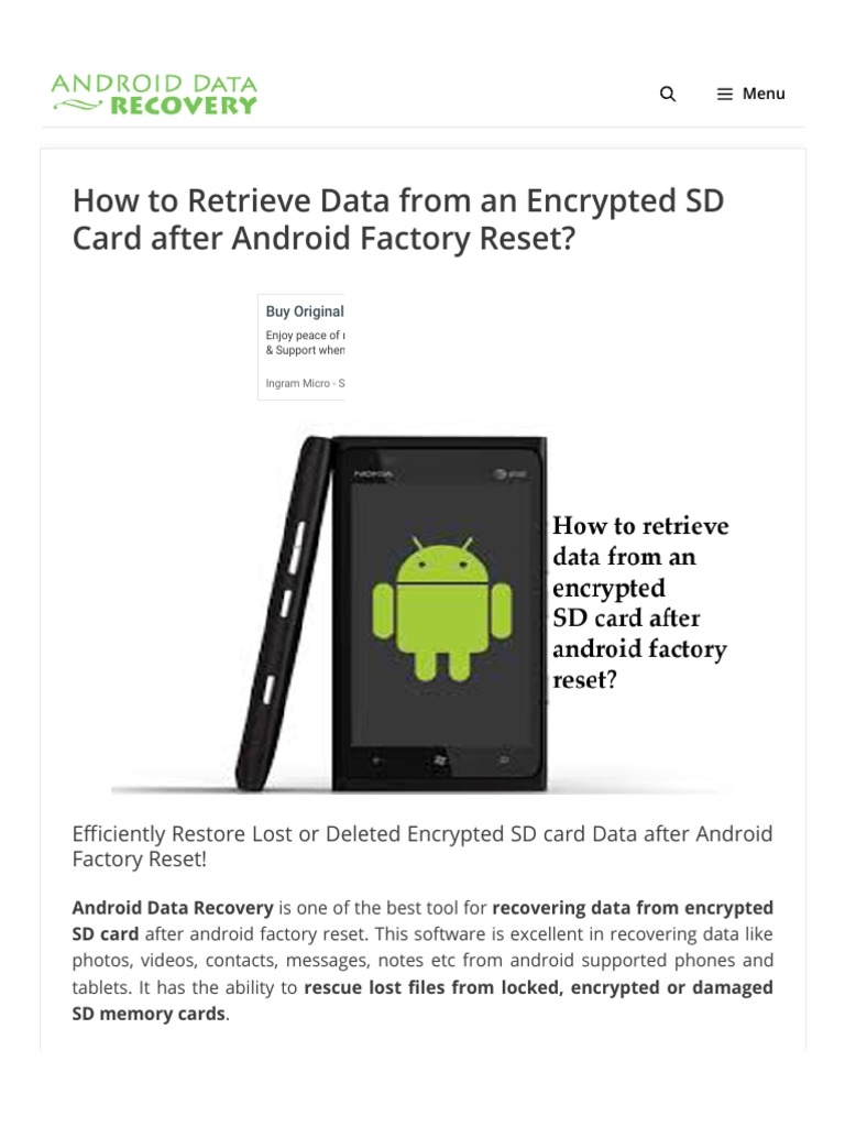 How To Retrieve Data From An Encrypted SD Card After Android Factory ...