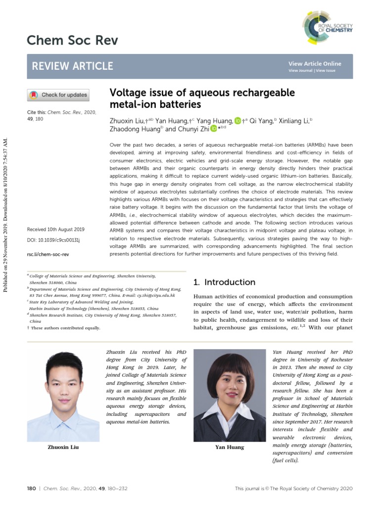 Chem. Soc. Rev., 2020, 49, 180-232 | PDF | Electrochemistry
