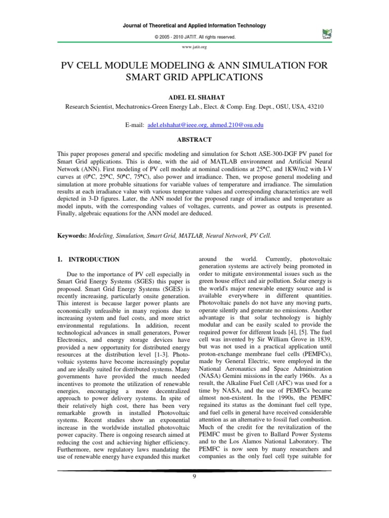 Smart Grid Applications in PV Cell | PDF | Photovoltaics | Fuel Cell