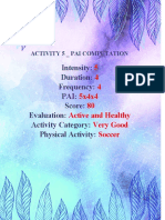 Intensity: Duration: Frequency: Pai: Score: Evaluation: Activity Category: Physical Activity