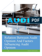 Relation Between Audit Opinion and Factors Influencing Audit Opinion