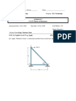 Assignment 1 CT-273 Theory of Structures: (CLO - 2) (Cognitive Level C3 E.G. Apply) (PLO - 2: Problem Analysis)