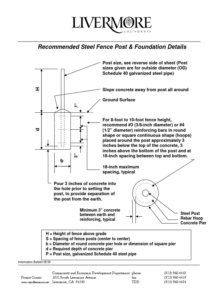 Steel Fence Post & Foundation Details | PDF | Building | Materials