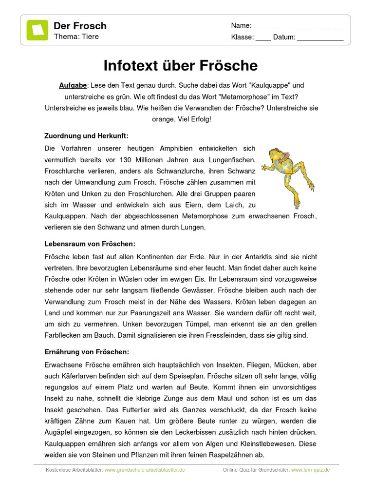 Featured image of post Frosch Arbeitsblätter Biologie Klasse 5 Lurche