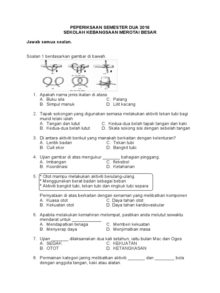 Peperiksaan Semester Dua 2016 Pdf
