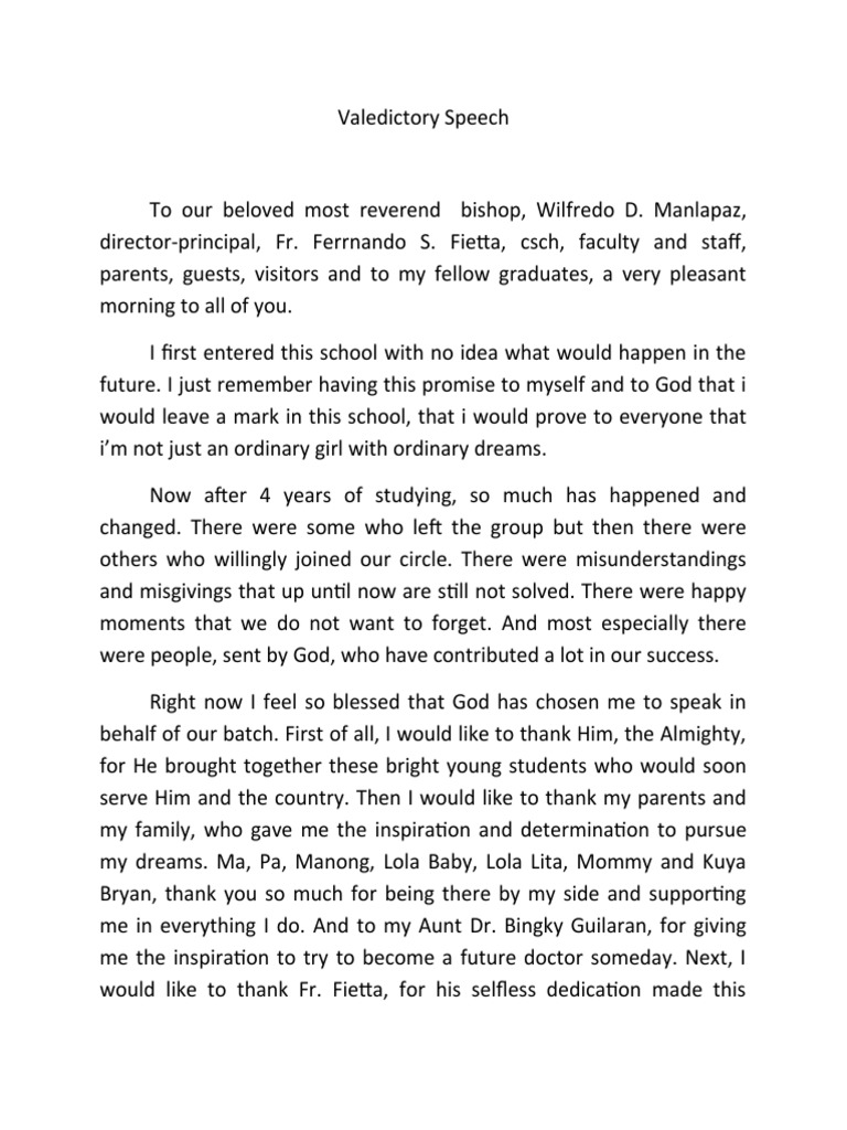 Valedictory Speech