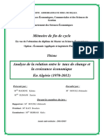 Analyse de la relation entre le  taux de change et la croissance économique en Algérie (1970-2012)
