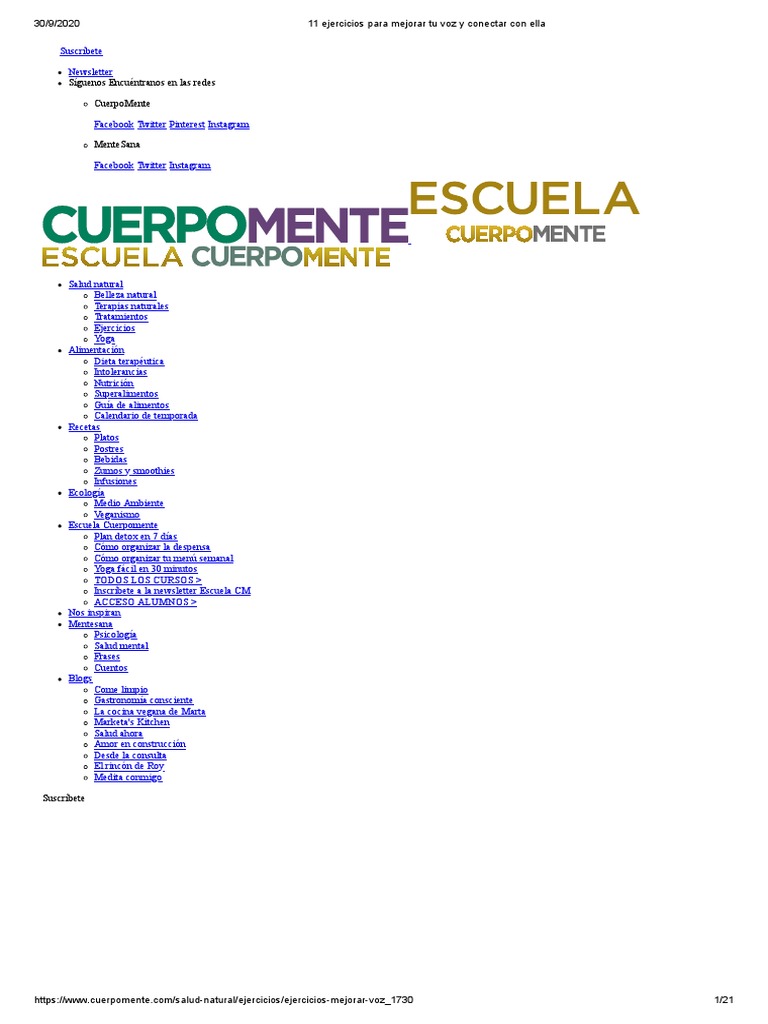 11 Ejercicios para Mejorar Tu Voz y Conectar Con Ella | PDF ...