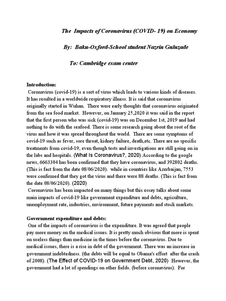 Impact of Covid19 On Economics | PDF | Unemployment | Social Science