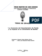 La economía de Pando y su impacto en Bolivia