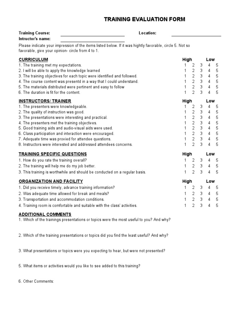 Training Evaluation Feedback Form | PDF | Curriculum | Vietnam