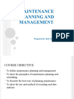 Maintenance Planning and Management: Prepared by Abel Tesfaye