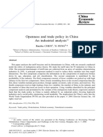 Openness and Trade Policy in China An Industrial Analysis: Baizhu CHEN, Yi Feng