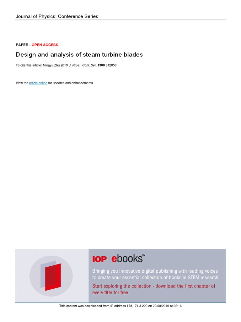 Steam Turbine Blade Design Analysis | PDF | Strength Of Materials | Turbine