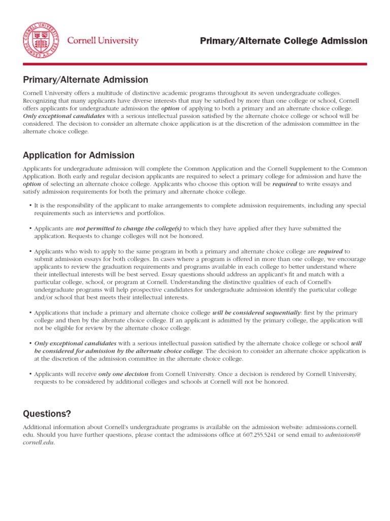 cornell secondary application