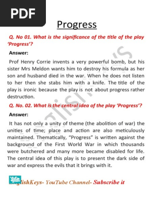 Question Answers- Progress Play 