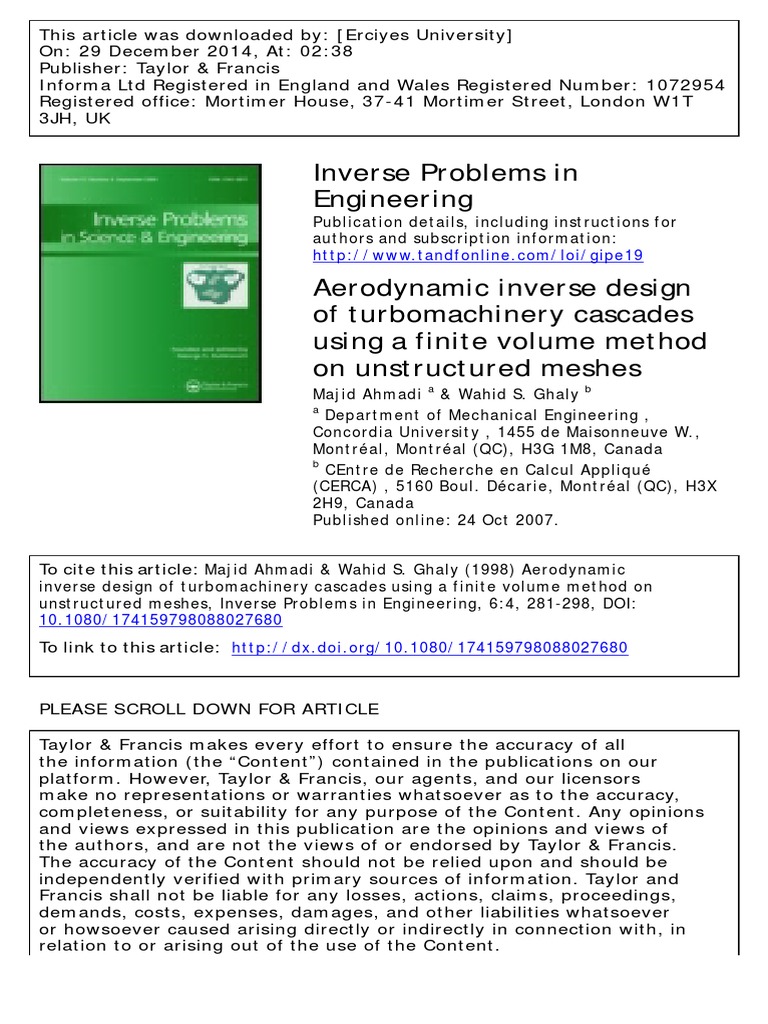 Aerodynamic Inverse Design for Turbomachinery | PDF | Aerodynamics ...