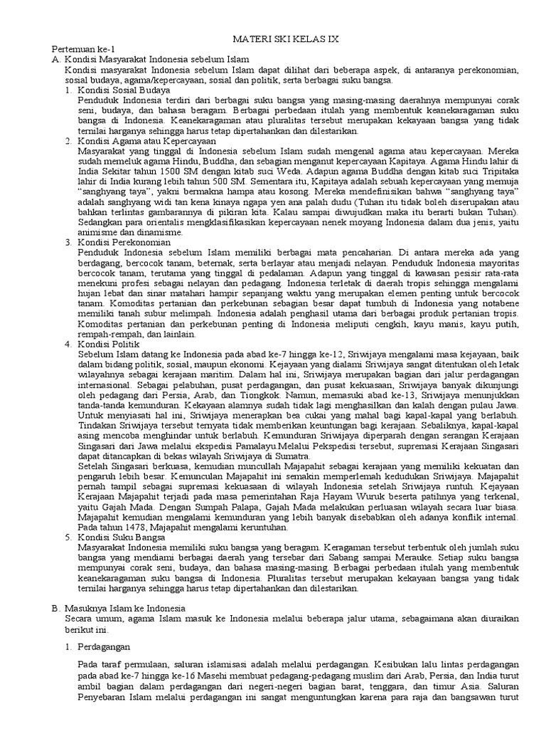 Materi Ski Ix Sesuai Kma 183 Tahun 2019 Pdf