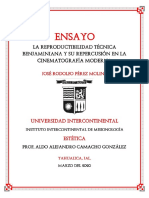 La Reproductibilidad Técnica Benjaminiana y Su Repercusión en La Cinematografía Moderna PDF