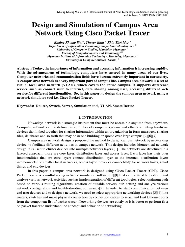 Design and Simulation of Campus Area Network Using Cisco Packet Tracer ...