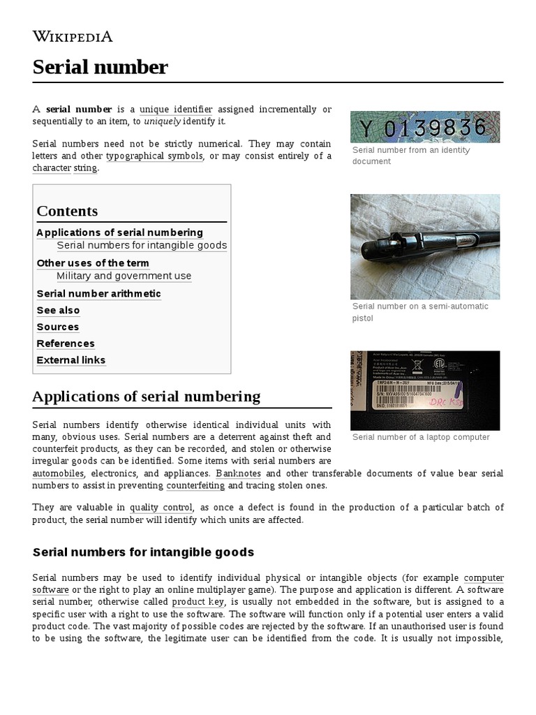 Serial Number | Download Free PDF | Written Communication | Computing ...