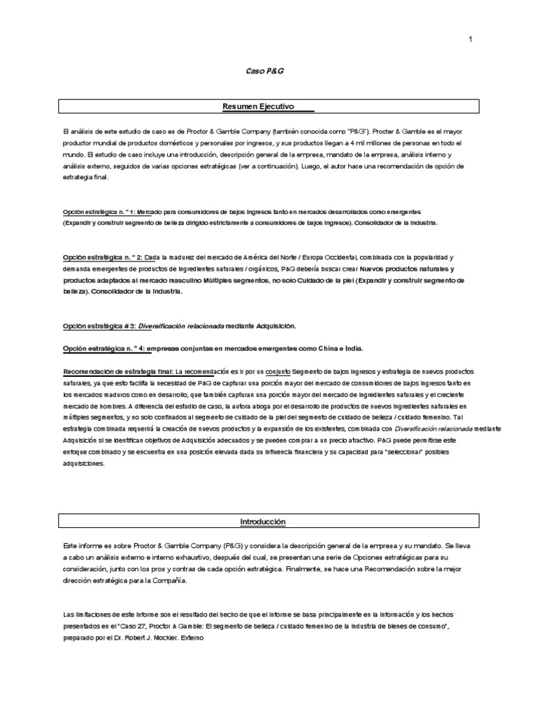 P&G Case Traducido PDF Procter & Gamble Producto (Negocio)
