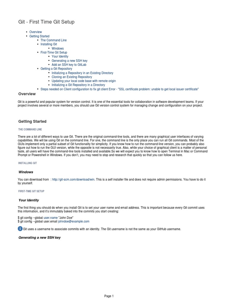 First-Time Git Setup Guide | PDF | Secure Shell | Command Line Interface