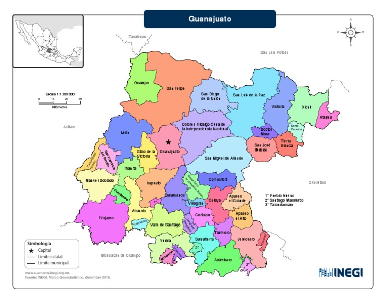 Mapa Político de Guanajuato 2018 | PDF