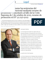 ¿Pueden Impugnarse Las Sentencias Del Tribunal Constitucional Mediante Recurso de Protección? Coment