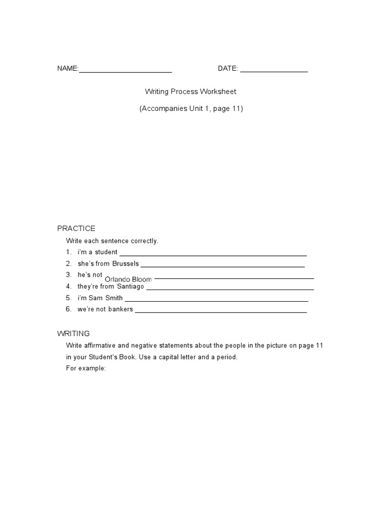 Writing Process Worksheet Practice | PDF