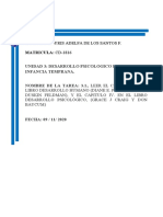 Nombre: Yisuris Adelfa de Los Santos F. MATRICULA: CD-1816: Unidad 3: Desarrollo Psicologico en La Infancia Temprana
