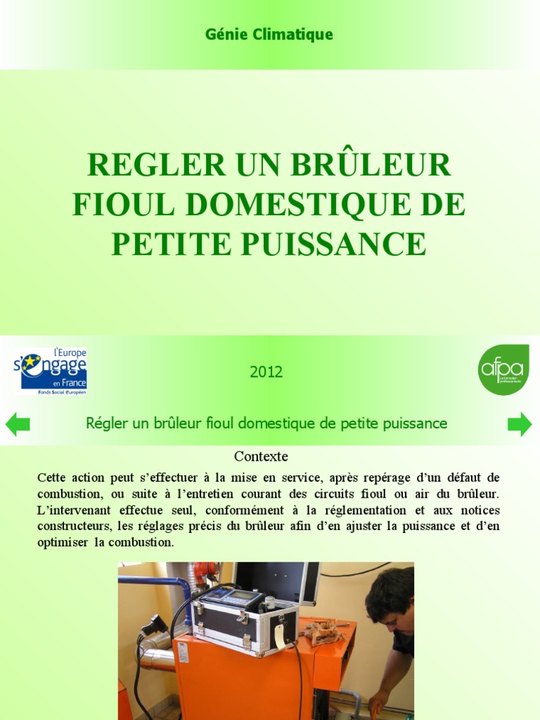 Réglage Brûleur Fioul Domestique PDF Fioul Extincteur automatique — free download