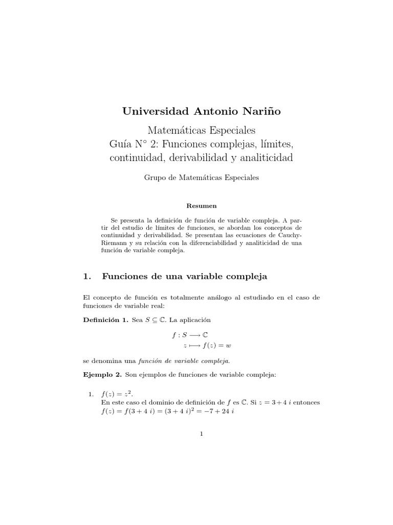 Funciones Complejas 2 PDF | PDF