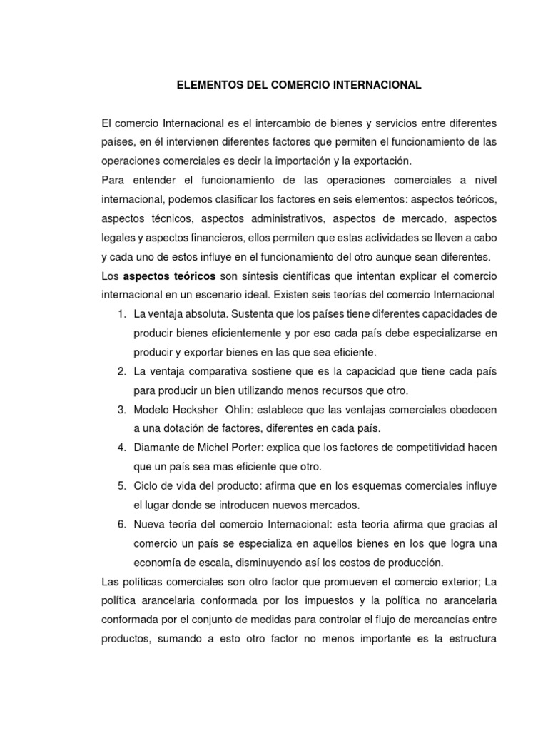 Elementos Del Comercio Internacional | PDF | El comercio internacional ...