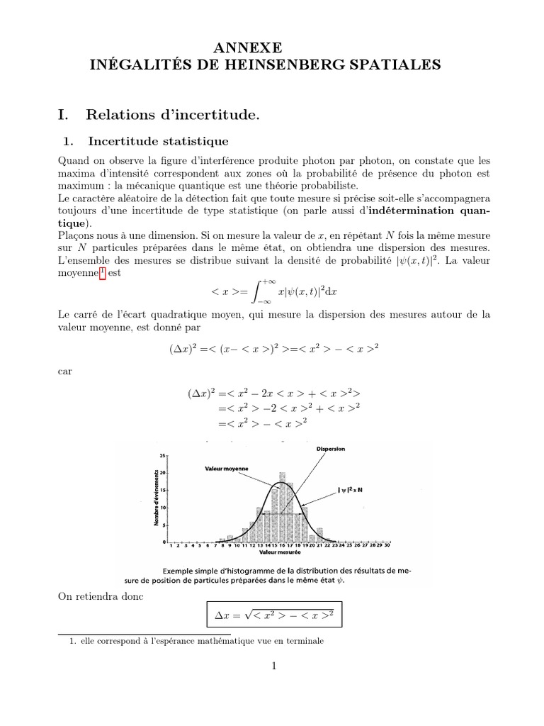 Inégalités de Heisenberg et incertitude PDF Principe d'incertitude — free download