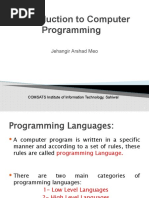 Introduction To Computer Programming: Jehangir Arshad Meo