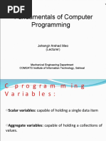 Fundamentals of Computer Programming: Jehangir Arshad Meo (Lecturer)