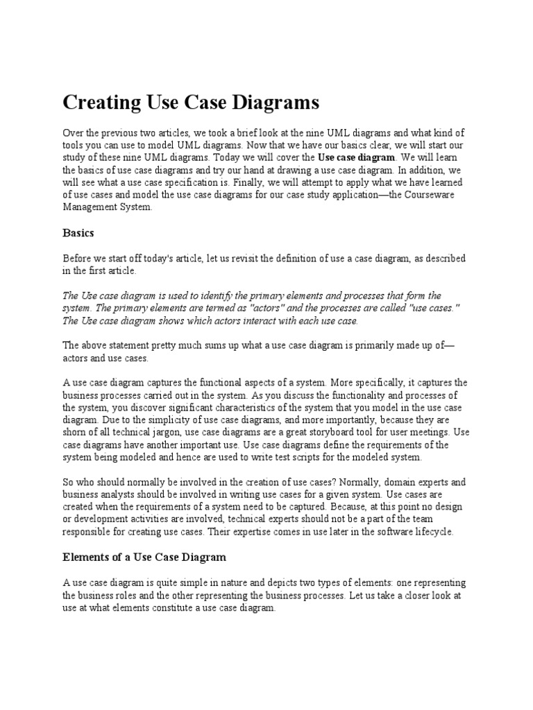 Creating Use Case Diagrams | PDF | Computers