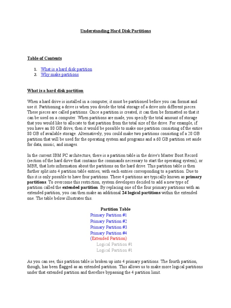 Understanding Hard Disk Partitions | PDF | Operating System Technology ...