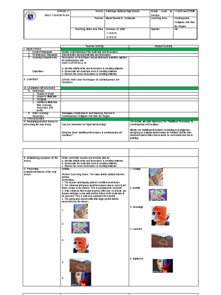 LESSON PLAN - Lesson 7 | PDF | Collage | Printmaking