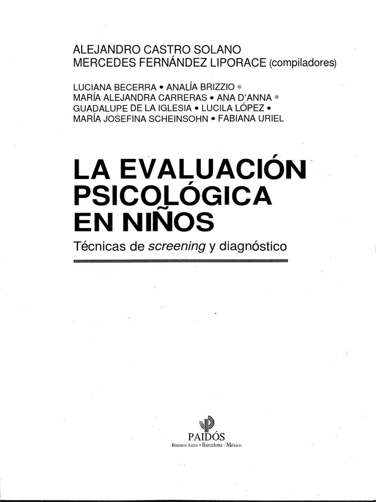 Castro Solano - La Evaluacion Psicologica en Niños - Caps 1, 2, 5 y 6 OCR  PDF | PDF | Validez (Estadísticas) | Sicología